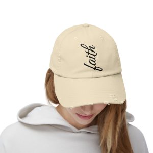 Unisex Distressed Cap with 'Faith' Design, Inspirational Gift, Casual Wear, Faith-Based Fashion, Everyday Accessory, Gift for Him or Her